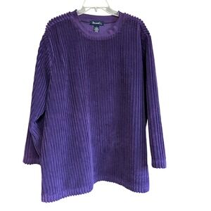 DENIM & CO Purple Wide Wale Corduroy Long Sleeve Tunic Top 3X